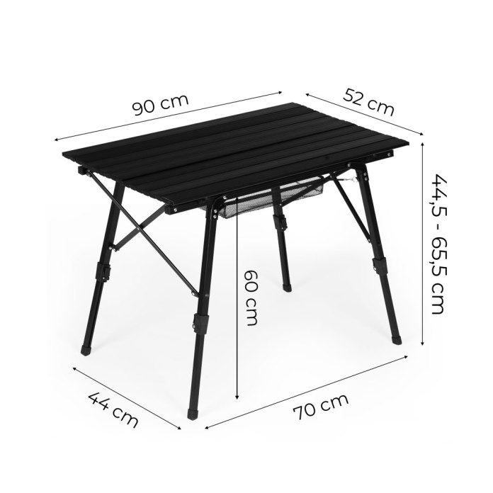 wymiary i specyfikacja stolika turystycznego 90x50 cm